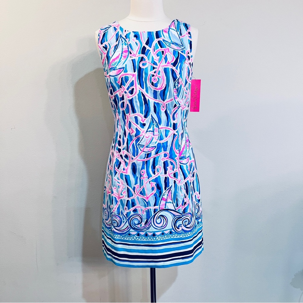 Lilly Pulitzer Mila Shift Dress NWT Skim Blue “Reel Nauti” – Size 14 – HTF